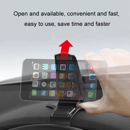 Car Dashboard Navigation Mobile Phone Holder For Hands Free Driving showing easy one-hand release on dashboard with soft silica gel grip