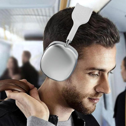 Wireless Over Ear Bluetooth Headphones With Memory Foam - silver over-ear headset on commuter with padded band