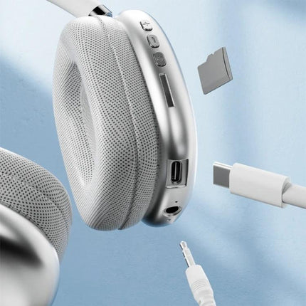 Wireless Over Ear Bluetooth Headphones With Memory Foam white P9 Pro Max with controls USB-C aux noise reduction