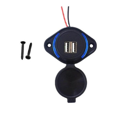 Waterproof Dual USB Car Charger For 12-24V Vehicles compact nylon fiber-reinforced fireproof dual-port in-vehicle charger with waterproof cap and LED ring
