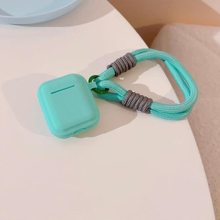 Protect Your AirPods During Daily Activities With Silicone Cover - mint silicone TPU case with matching wrist strap for secure everyday use