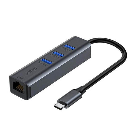 JINGHUA Gigabit LAN Converter for Computer Network Connections compact USB-C to Ethernet adapter with three USB 3.0 ports