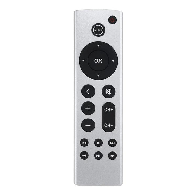 Basic Infrared Remote for Apple TV 4K and HD Models - simple silver replacement remote for streaming, volume and channel control