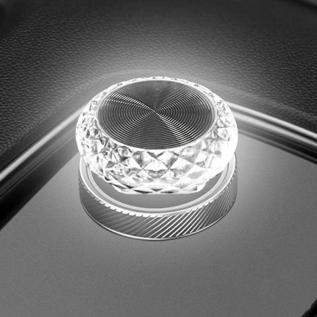 Mushroom USB Ambient Light For Car And Home Ice Blue compact USB mushroom light glowing in car cup holder for soft, low-glare desk and emergency lighting