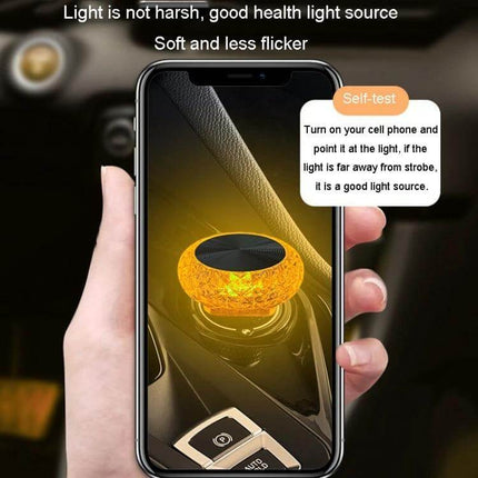 Mushroom USB Ambient Light For Car And Home Ice Blue - compact USB LED mushroom light glowing in car cup holder for soft, low-glare ambiance
