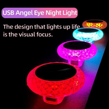 Mushroom USB Ambient Light For Car And Home Ice Blue - ice blue mushroom USB ambient light glowing in car cup holder and on desk