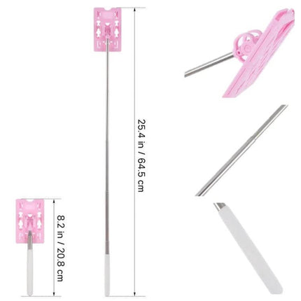 Portable Parking Extension Pole 60 cm Open Length Compact pink retractable ABS with stainless steel core showing folded and extended views
