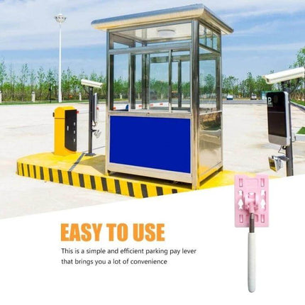 Portable Parking Extension Pole 60 cm Open Length Compact showing retractable pole used at parking meter booth for swiping or tapping cards