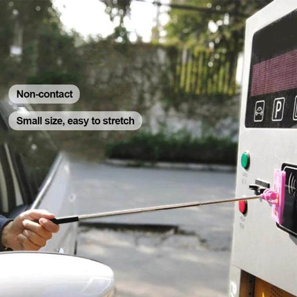 Portable Parking Extension Pole 60 cm Open Length Compact used to tap card reader from car window, compact retractable ABS pole with stainless steel core