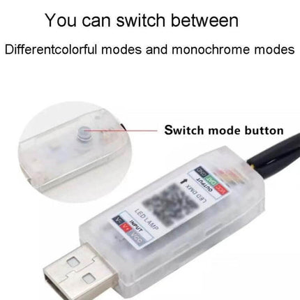 Car Interior RGB Fiber Optic Ambient Lamp Footwell 110cm USB controller switch mode button showing RGB mode options, compact clear housing