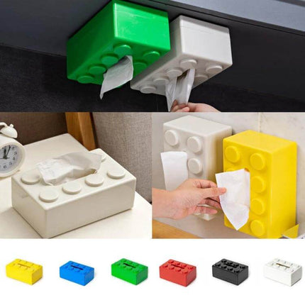 Building Block Tissue Box Wall Mount For Living Room - colorful ABS waterproof wall-mounted tissue holder in modular brick design