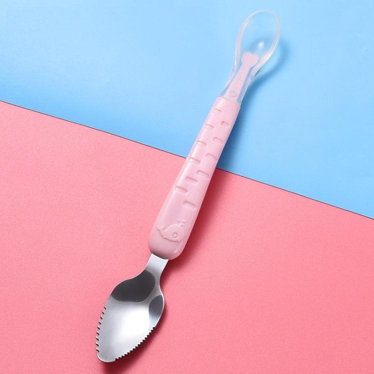 Dual-Ended Baby Fruit Spoon - 304 Stainless Steel & Silicone Soft Tip