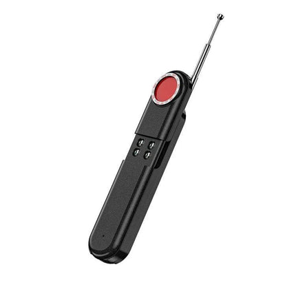 Handheld Wireless Detector for Hidden Cameras and GPS Devices - compact black optical scanner with extendable antenna for privacy sweeps
