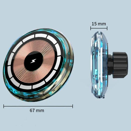 MagSafe Car Phone Holder And Wireless Charger Ice Blue compact magnetic car mount with teal accent and upgraded air vent clip, 67×15mm
