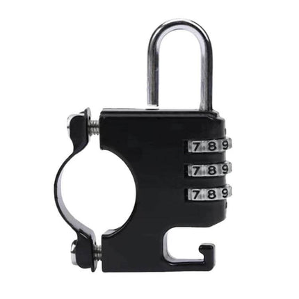 Motorcycle Helmet Anti Theft Lock Padlock For Secure Parking Black compact combination lock for helmet on handlebars, weather-resistant metal body