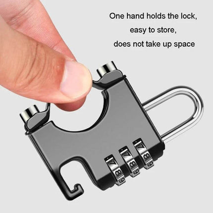 Motorcycle Helmet Anti Theft Lock Padlock For Secure Parking Black compact weather-resistant metal combo lock held by hand