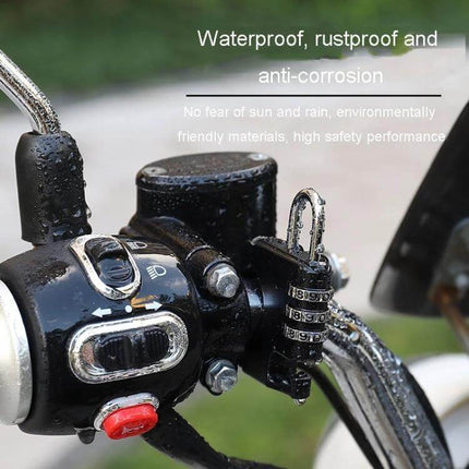 Motorcycle Helmet Anti Theft Lock Padlock For Secure Parking Black attached to handlebars, waterproof metal combination lock