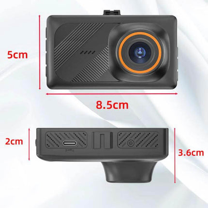 Viidure Dual-Lens Dash Cam for Everyday Vehicle Monitoring compact front camera with measurements and USB port