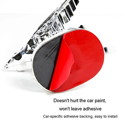 Universal 3D Spread Wings Flying Eagle Car Hood Emblem - chrome ABS eagle with red adhesive backing, easy-install hood emblem that won’t damage paint