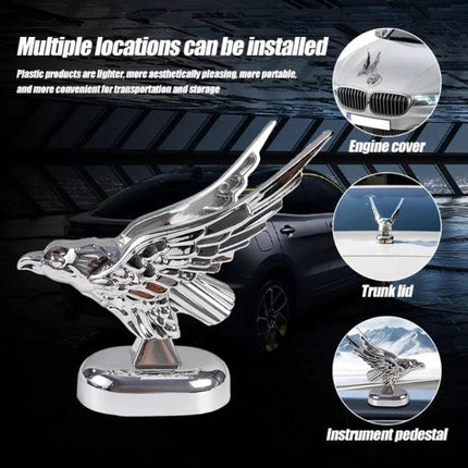 Universal 3D Spread Wings Flying Eagle Car Hood Emblem chrome ABS plastic hood ornament for engine cover, trunk lid, instrument pedestal