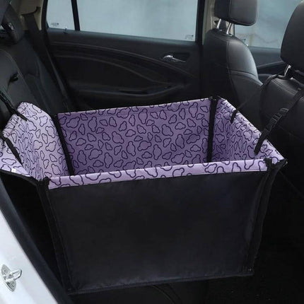 Car Seat Waterproof Pet Pad For Cars Protects Seats — purple heart-pattern waterproof backseat dog carrier with adjustable straps