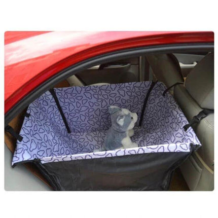 Car Seat Waterproof Pet Pad For Cars Protects Seats in back seat with purple heart pattern, adjustable straps, waterproof protective cover