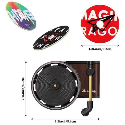 Rotating Retro Gramophone Car Aroma Diffuser for Air Vent - compact vinyl-record design clips to vent, spins with airflow and disperses fragrance in car cabin