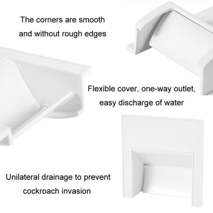 A Practical Bathroom Drain Guard for Everyday Pest Prevention white one-way flexible cover for sinks and tubs, smooth corners, blocks cockroaches and sewage backflow