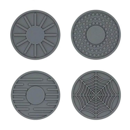Car Cup Holder Coasters Set of 4 Silicone 6.8x0.3 cm - grey silicone car cup holder coasters with four unique textured designs, anti-spill and easy-clean