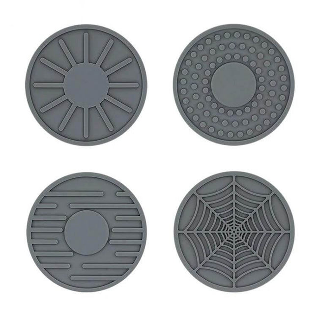 Car Cup Holder Coasters Set of 4 Silicone 6.8x0.3 cm - grey silicone car cup holder coasters with four unique textured designs, anti-spill and easy-clean