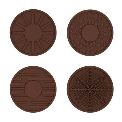 Car Cup Holder Coasters Set of 4 Silicone 6.8x0.3 cm brown silicone round coasters with four different textured patterns for cars, trucks and SUVs