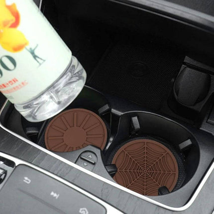 Car Cup Holder Coasters Set of 4 Silicone 6.8x0.3 cm brown silicone coasters in car cup holders protecting from spills and dirt
