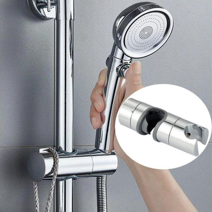 Adjustable Shower Bracket for Everyday Bathroom Use showing chrome slide rail and handheld shower head adjustable for different users