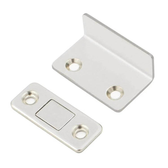 No Punch Invisible Door Suction Magnetic Catch For Wardrobe Doors slim nickel-plated L-type catch for cabinets and closets