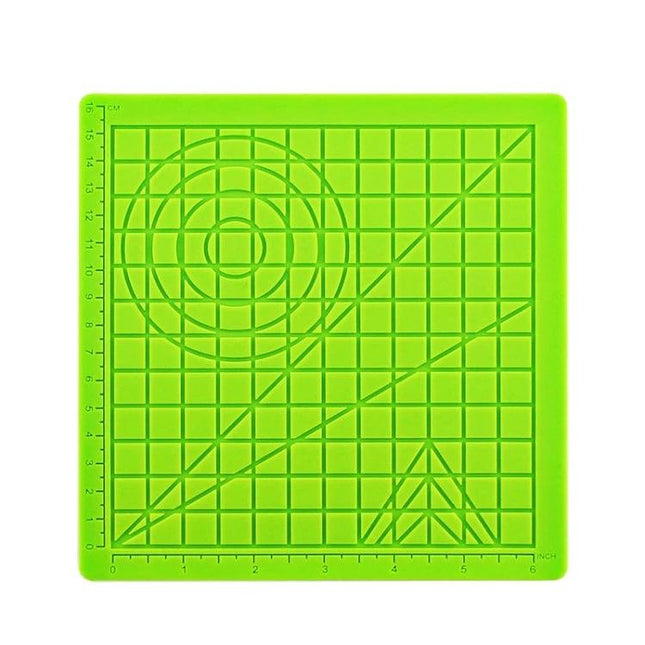 Silicone Mat for 3D Printing Pens and DIY Templates green grid mat with rulers and template shapes for crafting