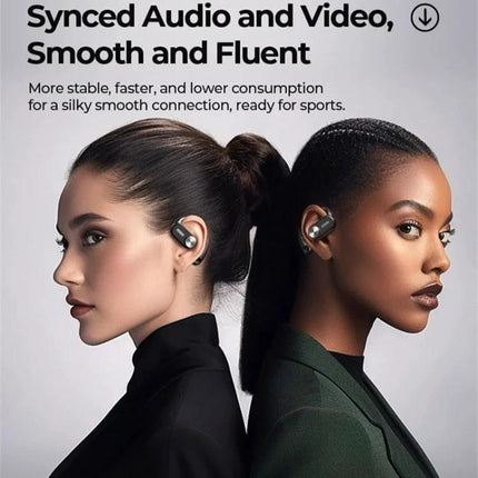 REMAX OpenBuds Open Ear Earbuds For Running And Commuting two women wearing open-ear wireless earbuds for running and commuting