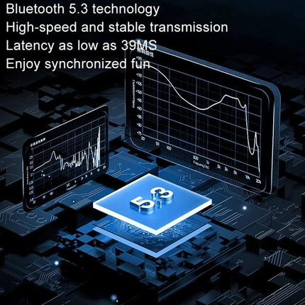 REMAX OpenBuds Open Ear Bluetooth Earbuds For Jogging And Commuting showing Bluetooth 5.3 chipset performance