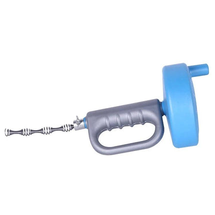 Essential Tool for Clearing Home Sink and Toilet Clogs - flexible steel wire drain snake with ergonomic handle and blue drum for clearing bathroom and kitchen clogs