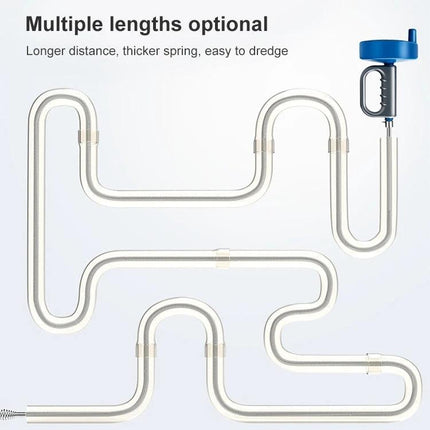 Essential Tool for Clearing Home Sink and Toilet Clogs - flexible steel wire drain auger with handle showing multiple lengths option
