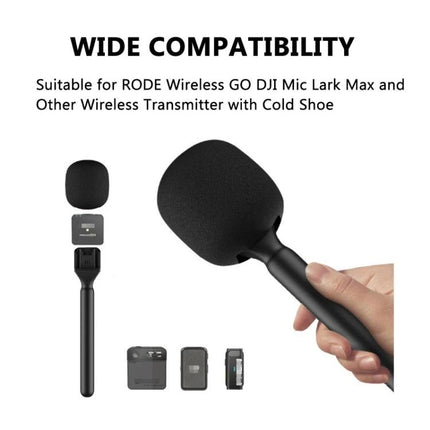 Handheld Microphone Accessory for Everyday Interviews and Vlogging — lightweight handle with windscreen, wide compatibility for RODE and other wireless transmitters