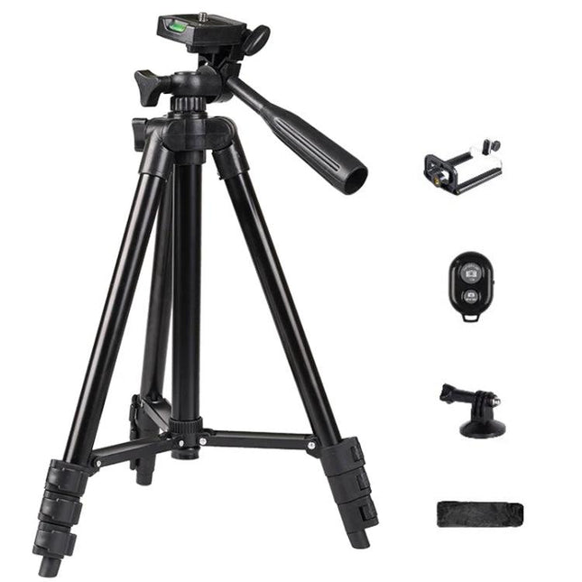 Portable Aluminum Tripod for DSLR Camera Photography with Bag — lightweight 360g aluminum alloy tripod kit with phone mount and remote for travel