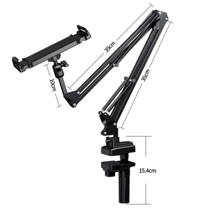 Universal Telescopic Stand for Cell Phones and Tablets – adjustable 35cm dual-arm desk clamp with 360° rotation for hands-free viewing and video calls
