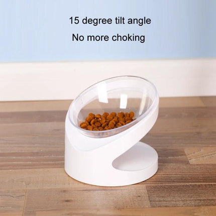 Comfortable Inclined Cat Food Bowl for Daily Home Use showing 15 degree tilt to reduce neck strain and messy eating