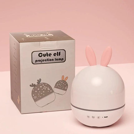 Create a Cozy Home Atmosphere with Cartoon Projection Night Light - cute elf projection lamp with pink bunny ears for child's room ambiance