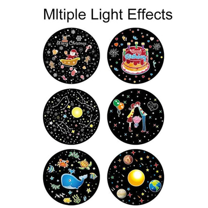 Create a Cozy Home Atmosphere with Cartoon Projection Night Light - six whimsical projection scenes for bedtime, parties, stars, ocean, planets, holiday fun