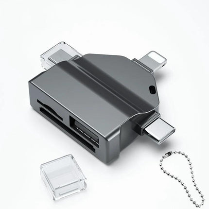 Compact Card Reader for Daily Phone and Laptop Use - slim multiport reader with SD and USB-C connectors for phone and laptop file transfers