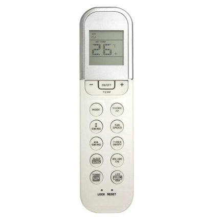 Replacement Remote Control for Midea Air Conditioners - white replacement remote with LCD display and labeled buttons, compatible with RG36F BGEF models