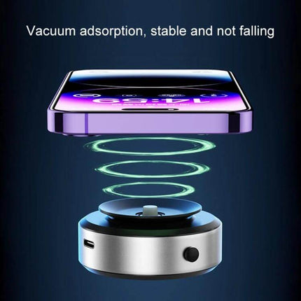MagSafe Car Phone Holder With Strong Suction Cup For Everyday Driving showing vacuum adsorption magnetically holding a phone above suction base