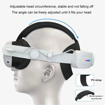 Adjustable Foldable Headset with RGB Lighting for Meta Quest 3