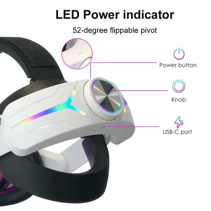 Adjustable Foldable Headset with RGB Lighting for Meta Quest 3